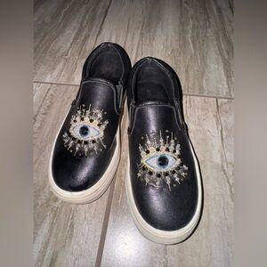 Kurt Geiger Kids Black Slip-On Shoes with Eye Design